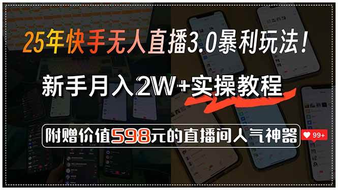 （15335期）25年快手无人直播3.0暴利玩法！，新手月入2W+实操教程，附赠价值598元…-十一网创