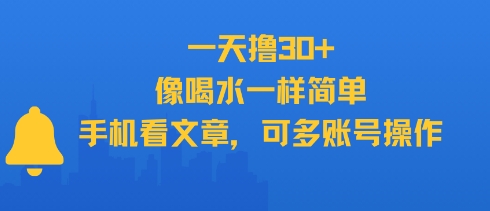 一天撸30+，像喝水一样简单，手机看文章，可多账号操作-十一网创