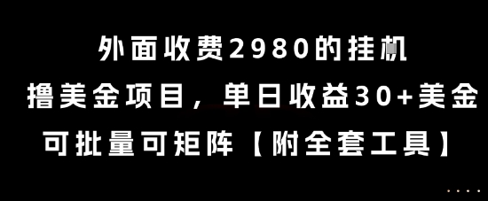 外面收费2980的挂G撸美金项目，单日收益30+美金，可批量可矩阵【揭秘】-十一网创