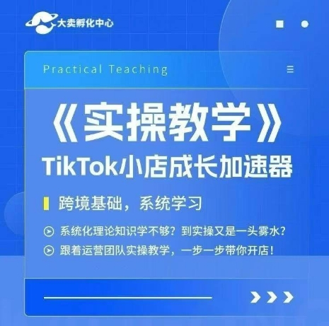 大卖家孵化中心TikTok实操课，TikTok小店成长加速器，跨境基础系统学习，一步一步带你开店-十一网创