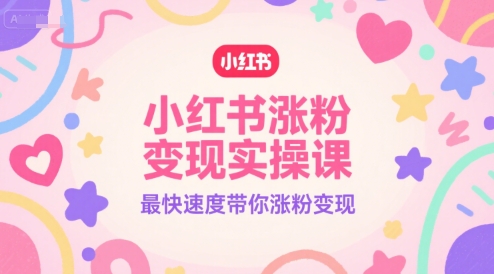 小红书涨粉变现实操课，最快速度带你涨粉变现-十一网创