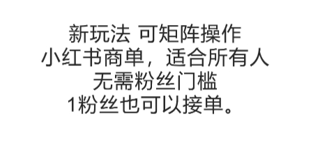 可矩阵操作，小红书商单新玩法，适合所有人，无需粉丝门槛，1粉丝也可以接单-十一网创