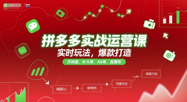 拼多多实战运营课，实时玩法，爆款打造，改销量，补大单，AB单，直播等（更新2025月）-十一网创