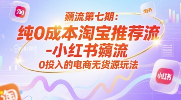 薅流第七期：纯0成本淘宝推荐流-小红书薅流最新版目，0投入的电商无货源玩法（附赠往期）-十一网创