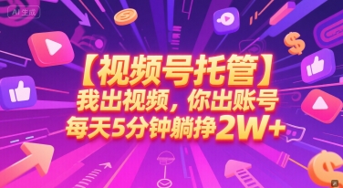 【视频号托管】我出视频，你出账号，每天5分钟发布，最高躺挣2W+【揭秘】-十一网创