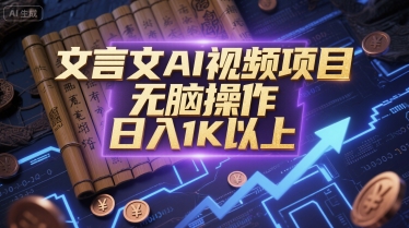 文言文AI视频项目，无脑操作，日入1K以上-十一网创