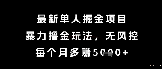 最新单人掘金项目，暴力撸金玩法，无风控，每个月多挣5k+【揭秘】-十一网创