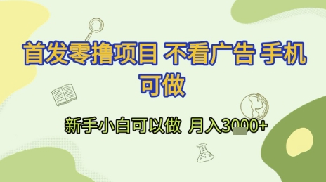首发零撸项目不看广告手机可做新手小白可以做 月入3k+【揭秘】-十一网创