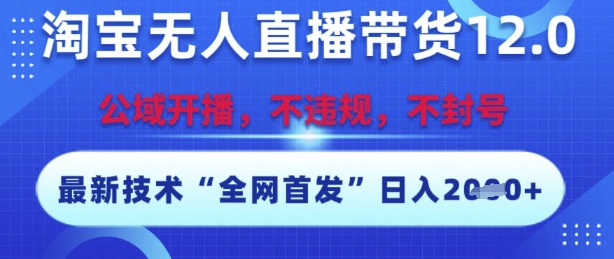 淘宝无人直播带货12.0，最新技术，不封号，不违规，操作简单，开播爆单，日入多张【揭秘】-十一网创
