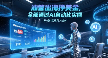 油管出海挣美金，全部通过AI自动化实操，从0到1实现月入过W-十一网创