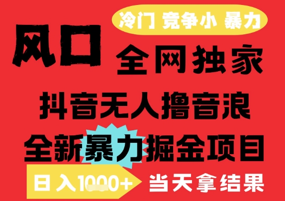 25年6月高爆抖音无人直播最新撸音浪掘金项目，解放双手小白可做，无脑日入1k+，门槛低【揭秘】-十一网创