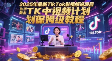 2025年最新TikTok影视解说项目，新手也能挣美金，TK中视频计划保姆级教程-十一网创