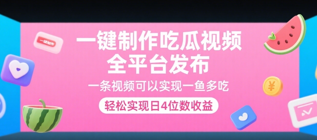 一键制作吃瓜视频，全平台发布，一条视频可以实现一鱼多吃，轻松实现日4位数收益【揭秘】-十一网创