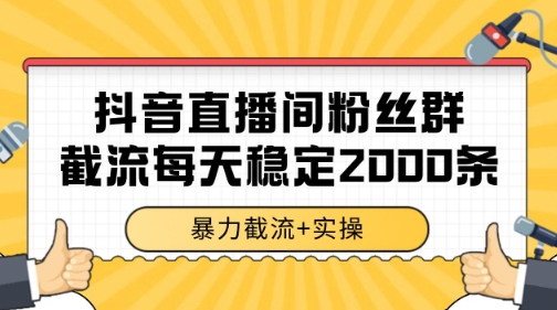 抖音直播间粉丝群暴力截流，一台电脑每天稳定2000条数据【揭秘】-十一网创