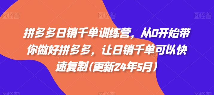 拼多多日销千单训练营，从0开始带你做好拼多多，让日销千单可以快速复制(更新25年6月)-十一网创