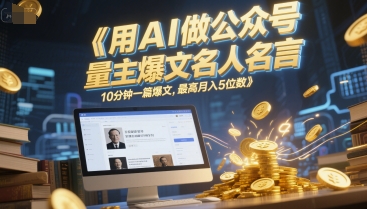 用AI做公众号流量主爆文名人名言，10分钟一篇爆文，最高月入5位数-十一网创