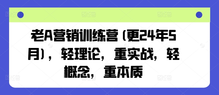 老A营销训练营(更25年6月)，轻理论，重实战，轻概念，重本质-十一网创