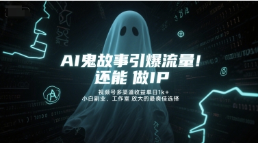 AI鬼故事引爆流量，还能做IP，视频号多渠道收益单日1k+，小白副业、工作室放大的最佳选择-十一网创