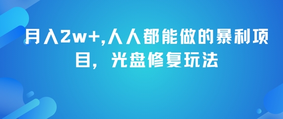 月入2w+，人人都能做的暴利项目，光盘修复玩法-十一网创