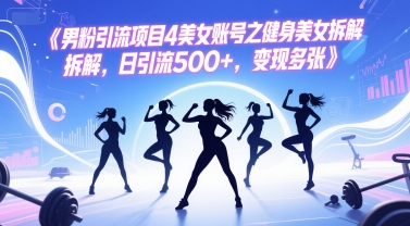 男粉引流项目4美女账号之健身美女拆解，日引流500+，变现多张-十一网创