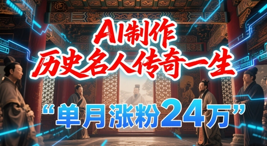 暴力起号！用AI制作历史名人传奇一生，单月涨粉24W，涨粉+变现赛道黑马来了-十一网创