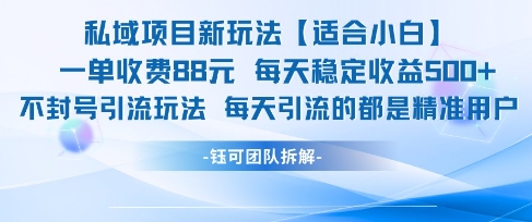私域项目新玩法【适合小白】一单收费88.每天稳定收益几张-十一网创