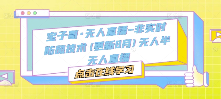 宝子哥·无人直播-非实时防风技术(更新25年6月)无人半无人直播-十一网创