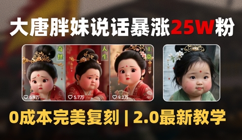 AI大唐胖贵妃说话2.0，40条视频暴涨40w粉，附独家变现攻略-十一网创