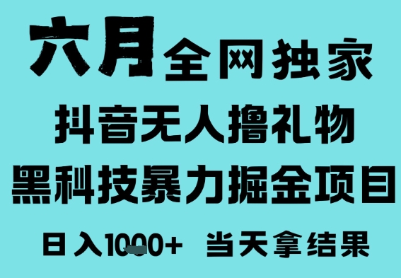 25年6月高爆抖音无人直播最新撸音浪掘金项目，门槛低小白可做，无脑日入1k，可矩阵放大【揭秘】-十一网创