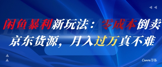 闲鱼暴利新玩法：零成本倒卖京东货源，月入过1W真不难-十一网创