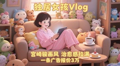 单个账号涨粉71W！用AI制作独居女孩Vlog，宫崎骏画风，治愈感拉满，一条广告报价3W-十一网创