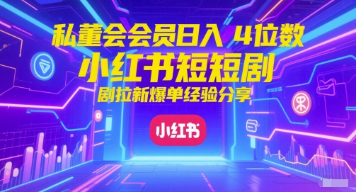 私董会会员日入4位数小红书红果短剧拉新爆单经验分享-十一网创