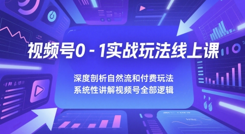 视频号0-1实战玩法线上课，深度剖析自然流和付费玩法，统性讲解视频号全部逻辑-十一网创