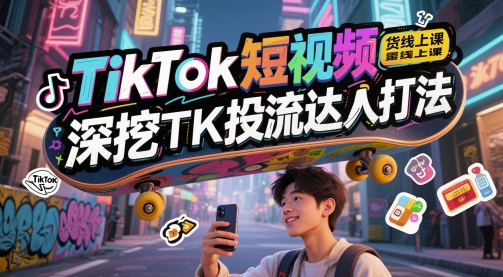 TikTok短视频带货线上课，深挖TK投流达人打法-十一网创