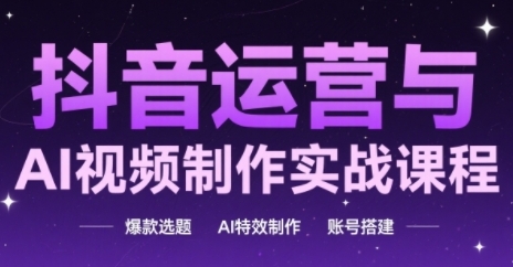 抖音运营与AI视频制作实战课程，爆款选题-AI特效制作-账号搭建-十一网创