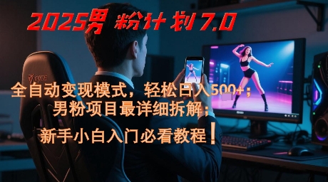 2025男粉计划7.0，全自动变现模式，轻松日入5张+，新手小白必看课程-十一网创