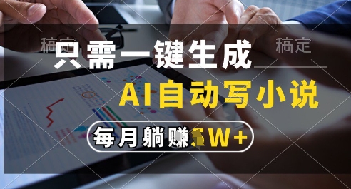 只需一键生成，AI全自动写小说，可一键生成120w字，每月躺着收益过1w+【揭秘】-十一网创