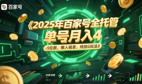 2025年百家号全托管，单号月入4-5位数，懒人福音，纯挂G玩法【揭秘】-十一网创