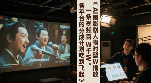 AI三国影视剧人物对口型唱歌玩法，一条视频百W千W播放，各平台的分成计划吃到飞起-十一网创