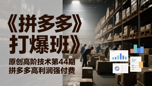 《拼多多打爆班》原创高阶技术第44期，拼多多高利润强付费-十一网创