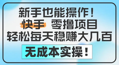 新手也能操作，快手零撸挣米，轻松每天挣2-5张，完全无成本-十一网创