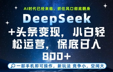 DeepSeek+头条变现，保姆级教学，小白轻松上手，日入8张+【揭秘】-十一网创