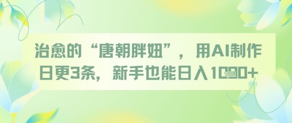 治愈的“唐朝胖妞”，用AI制作日更3条，新手也能日入多张-十一网创