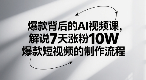 爆款背后的AI视频课，解说7天涨粉10W爆款短视频的制作流程-十一网创