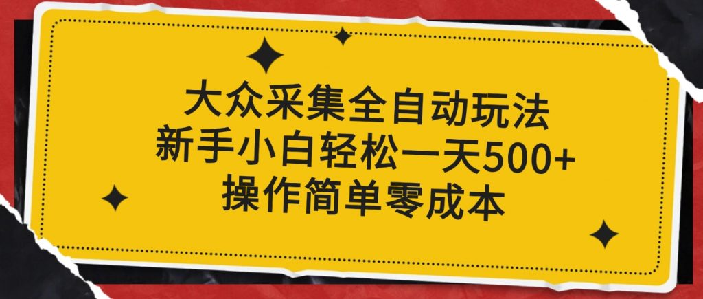 大众采集全自动玩法，新手小白轻松一天500+，操作简单零成本-十一网创