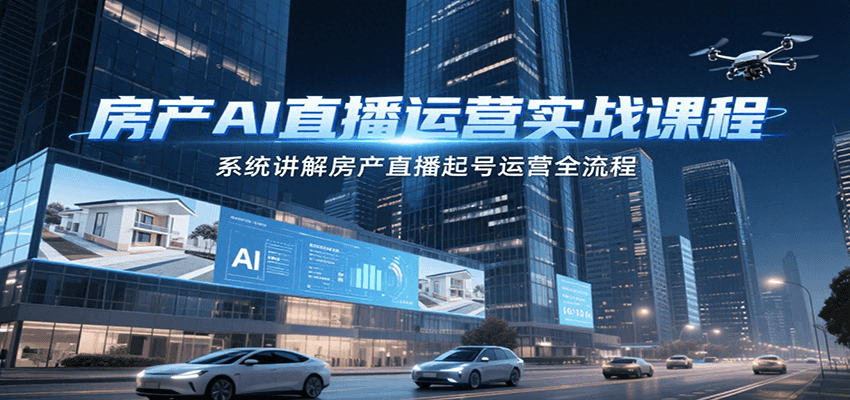 房产AI直播运营实战课程，系统讲解房产直播起号运营全流程-十一网创