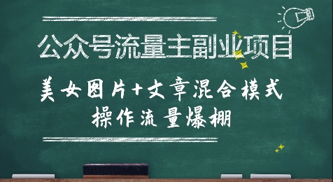 公众号流量主副业项目，美女图片+文章混合模式操作流量爆棚-十一网创