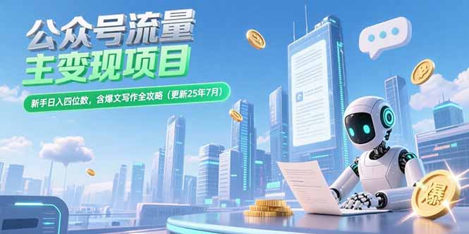 公众号流量主变现项目，新手日入四位数，含爆文写作全攻略(更新25年7月-十一网创