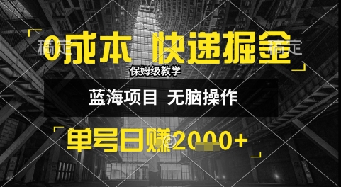 0成本快递掘金玩法，日入1k+，小白30分钟上手，收益嘎嘎猛【揭秘】-十一网创