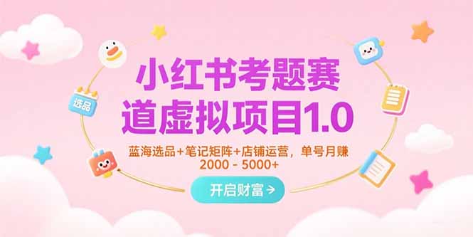 小红书考题赛道虚拟项目1.0，蓝海选品+笔记矩阵+店铺运营，单号月赚5000+-十一网创